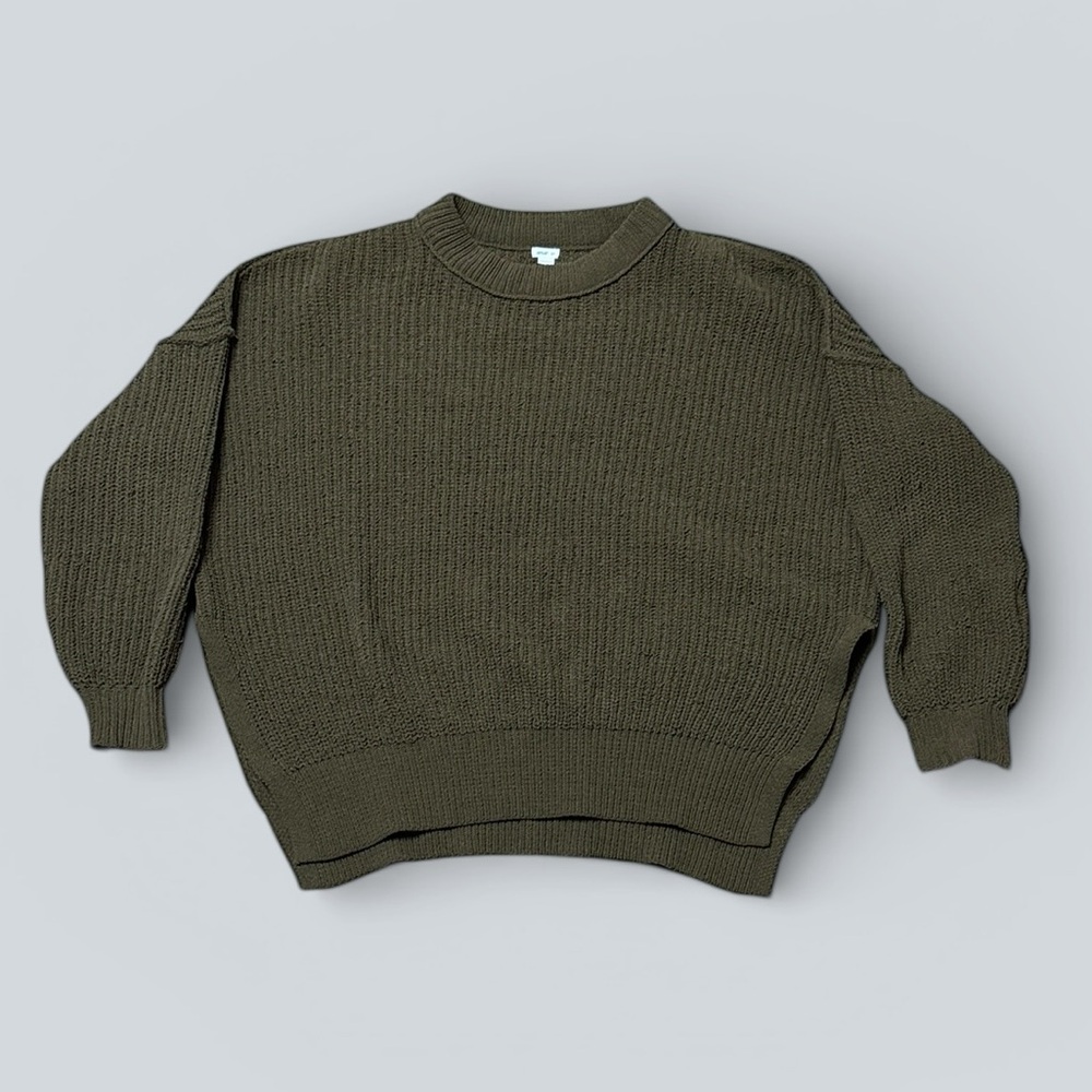 Aerie Olive Green Waffle Knit Sweater